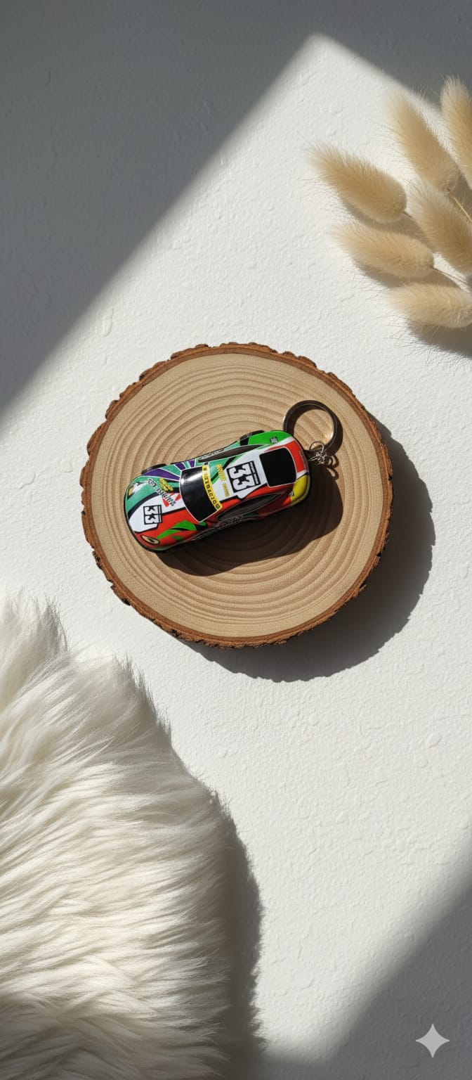 Pull back car keychain