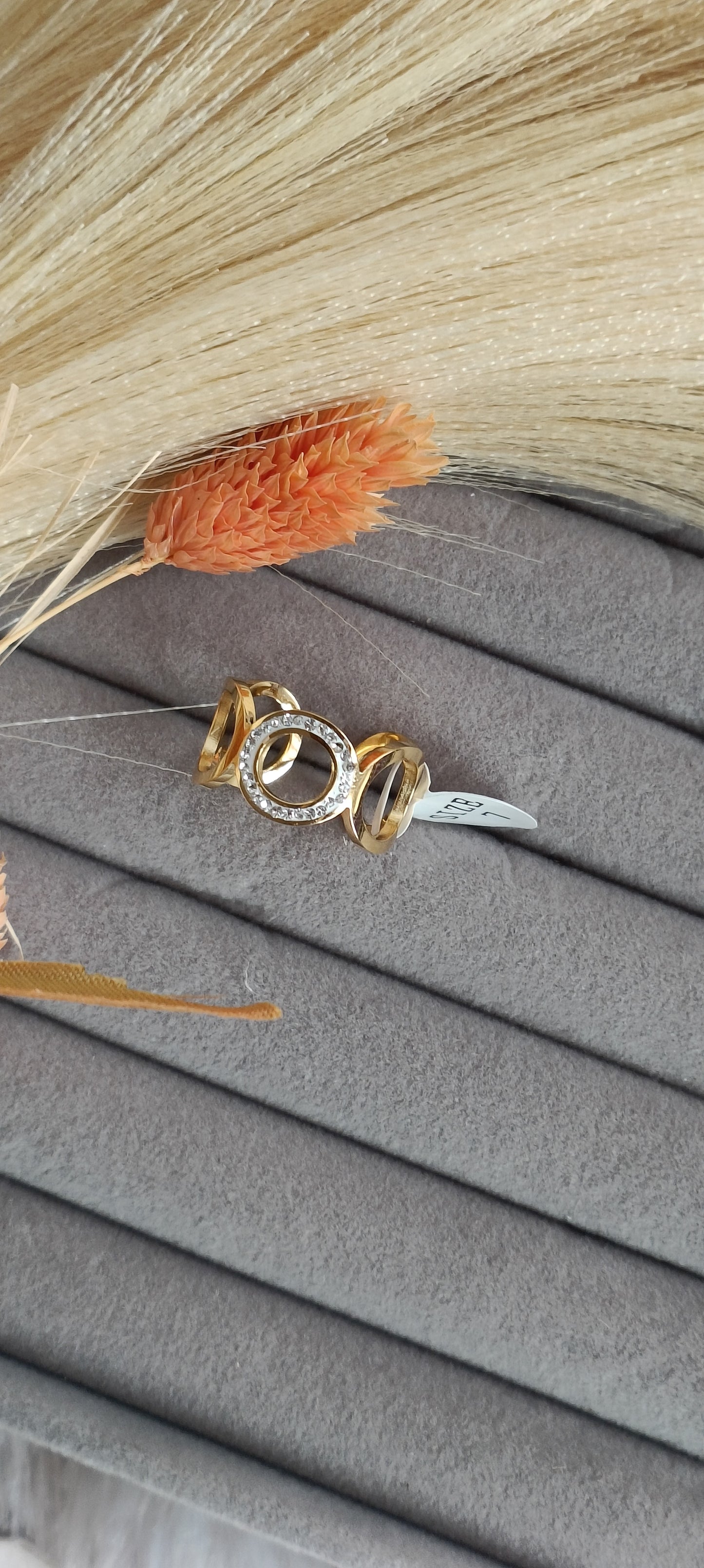 Anti tarnish gold plated stone ring