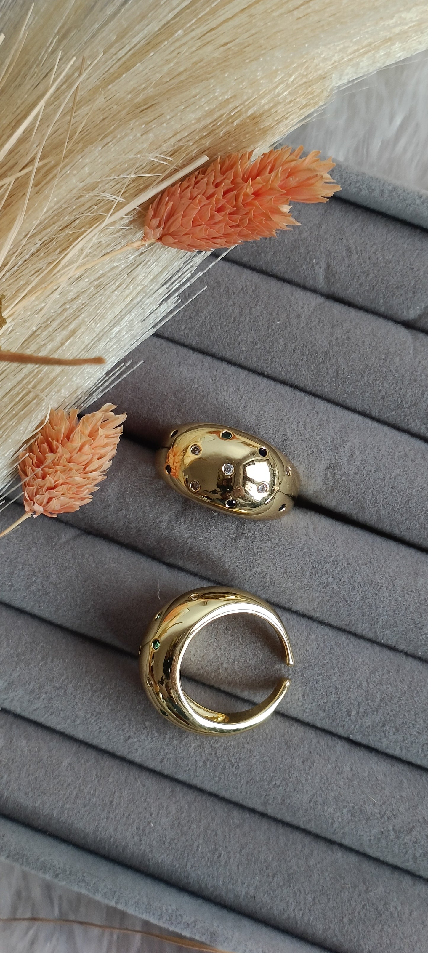 Anti tarnish gold plated stone ring
