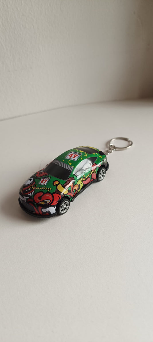 Pull back car keychain