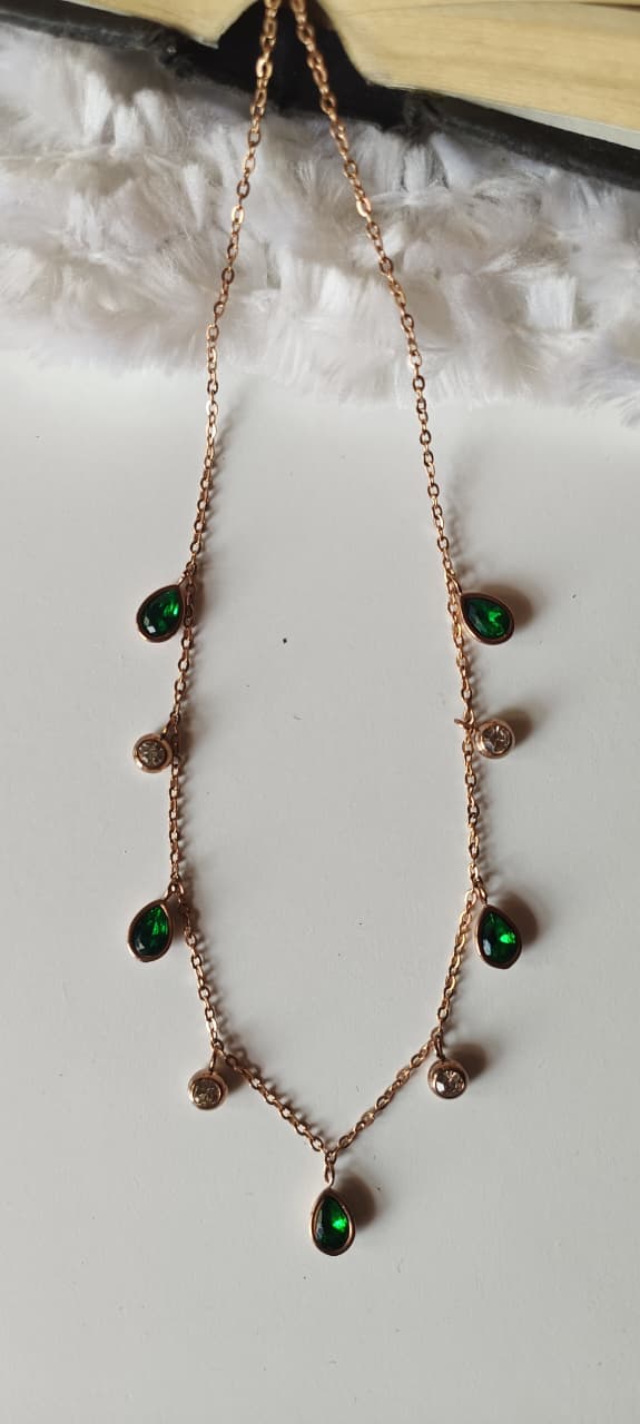 Anti Turnish Drop Stone Charm Necklace