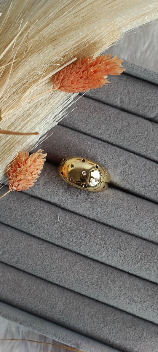 Anti tarnish gold plated stone ring