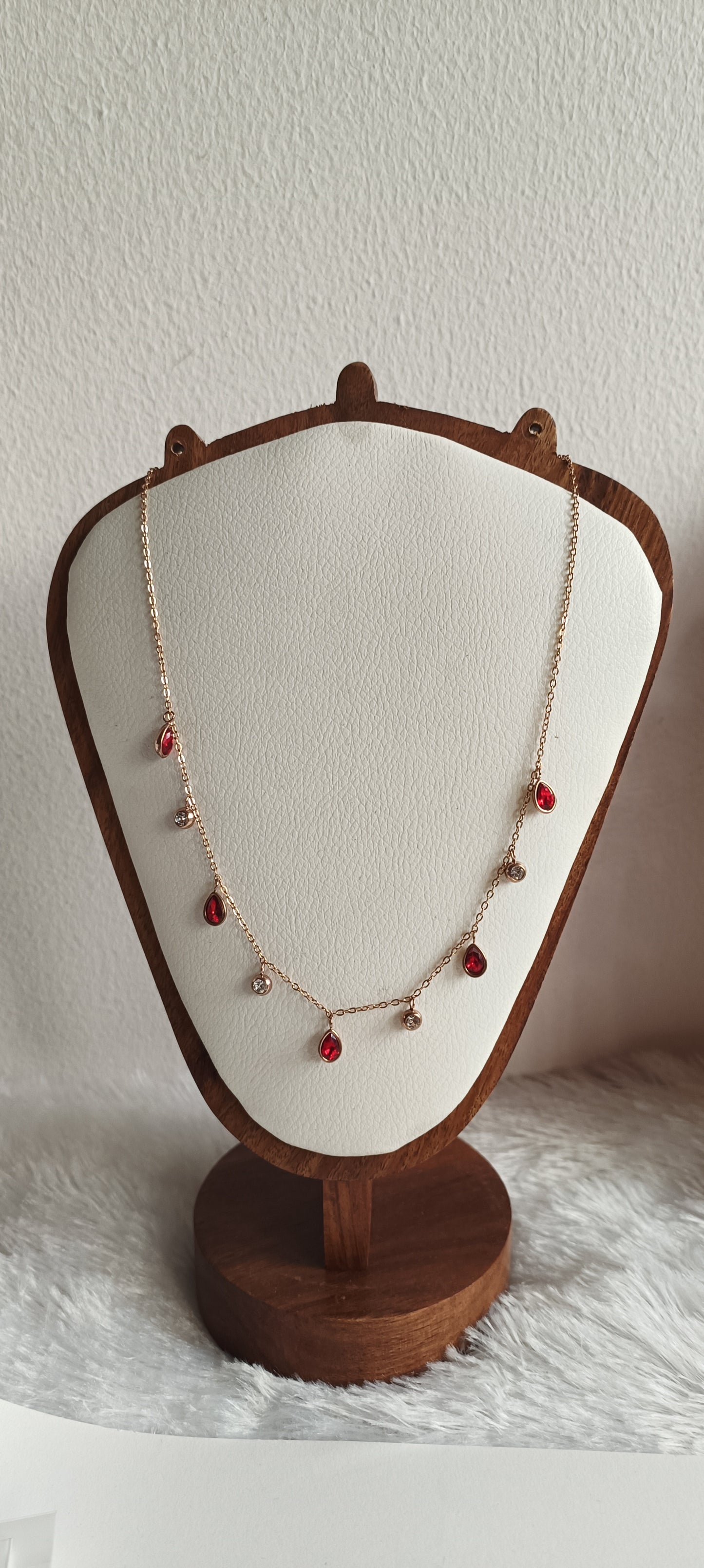 Anti Tarnish Drop Stone Charm Necklace